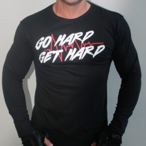 GO HARD GET HARD Men's Long T-Shirts (Black)